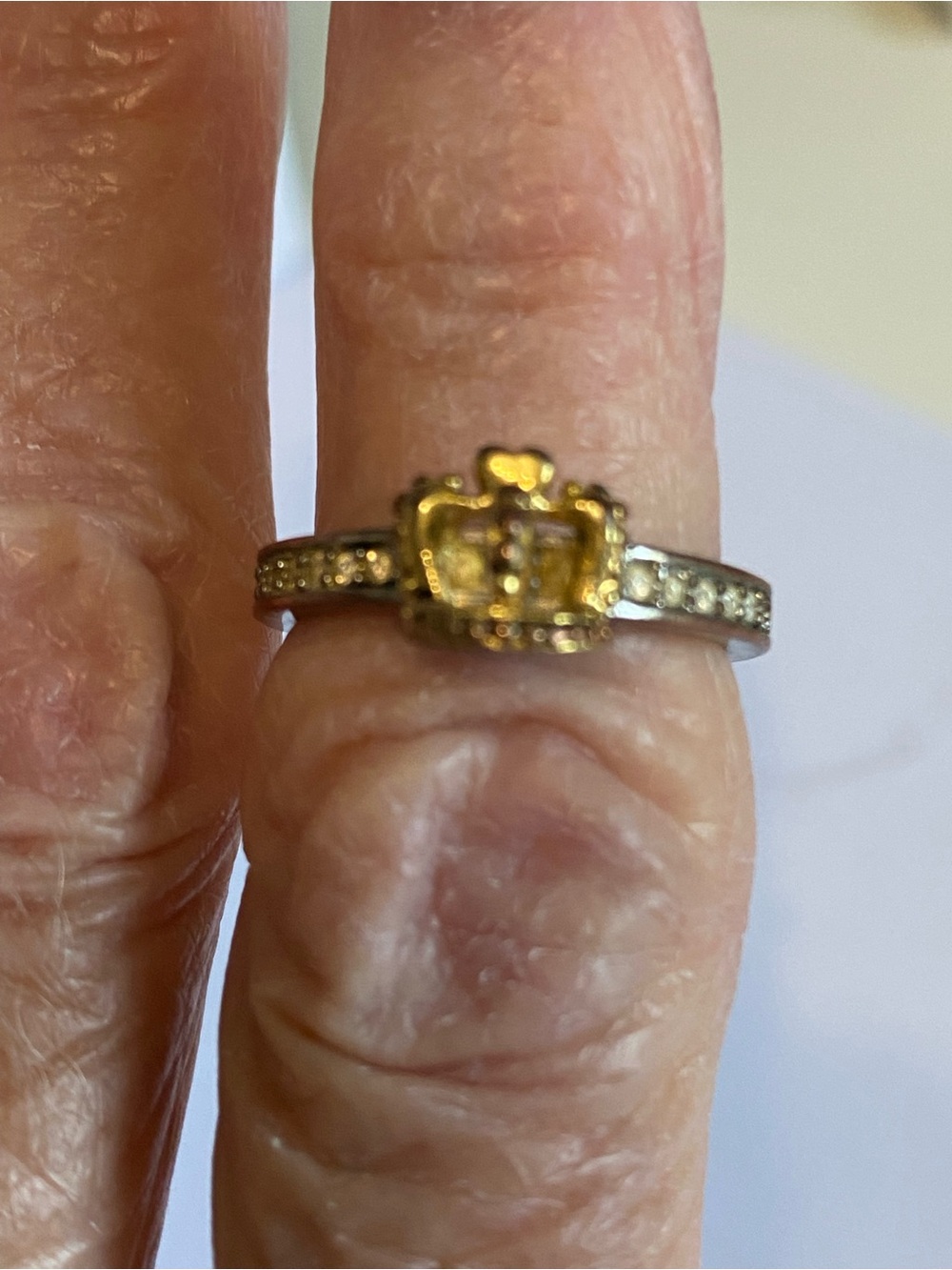 Gold-Tone Crown Ring with Clear Accent Stones -  Juicy Couture size 7